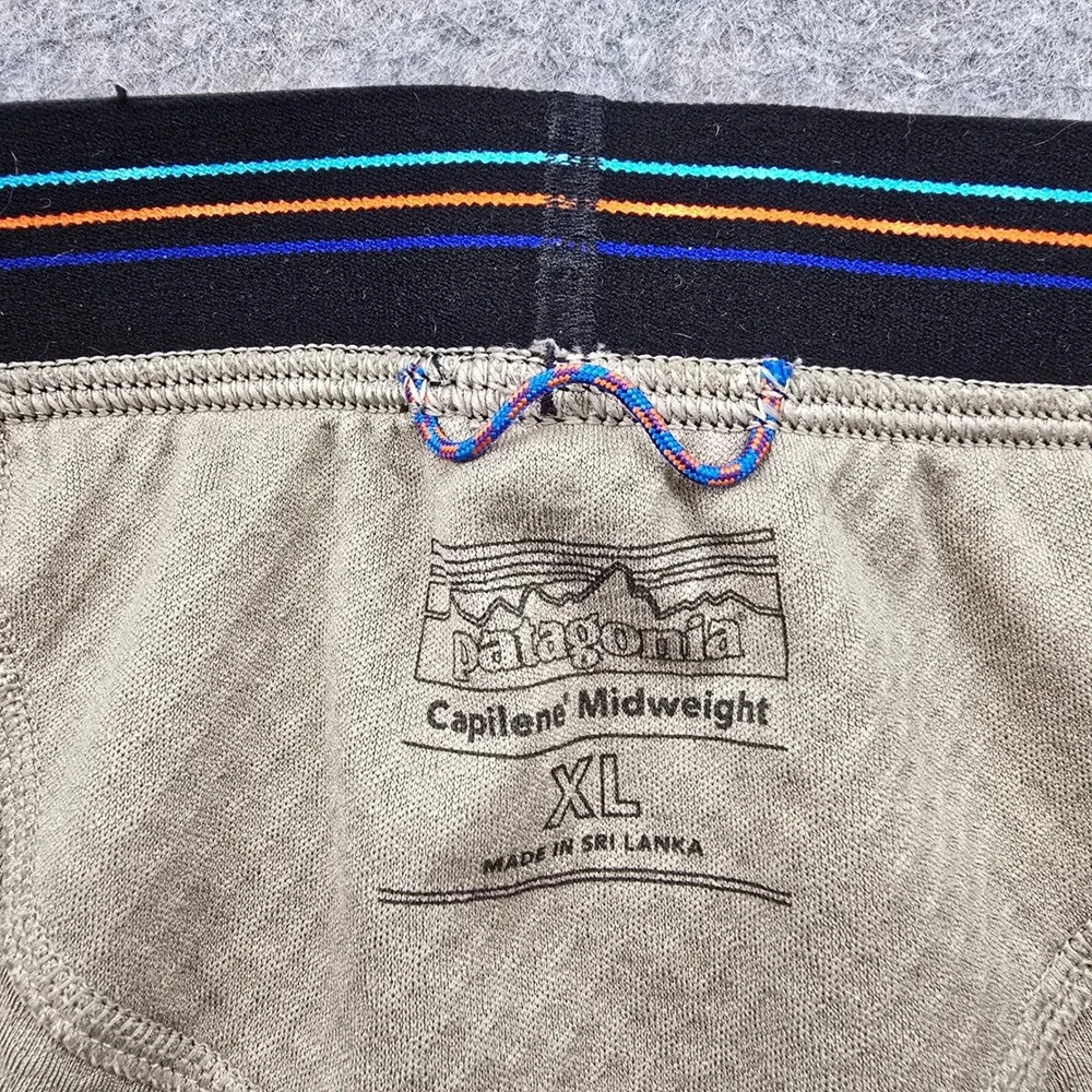 Patagonia Capilene Midweight Mens XL Base Layer Leggings Beige Tan Wicking Pants